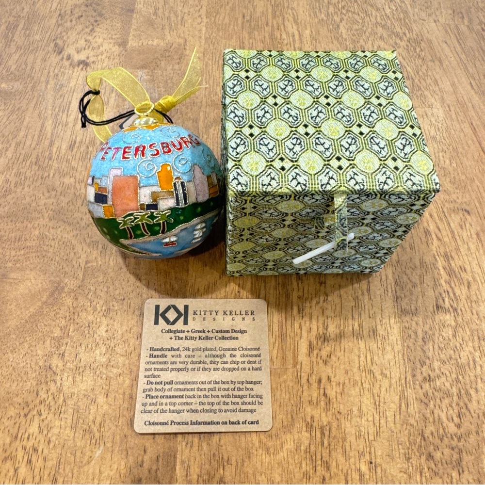 Kitty Keller Design St. Petersburg Holiday Ornament with Gift Box 24K Gold Plate